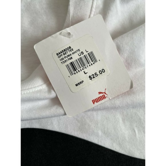 Men’s T-Shirt PUMA OFF SET TEE White #TD31748 Short Sleeve,Crew Neck Size L - Picture 10 of 11
